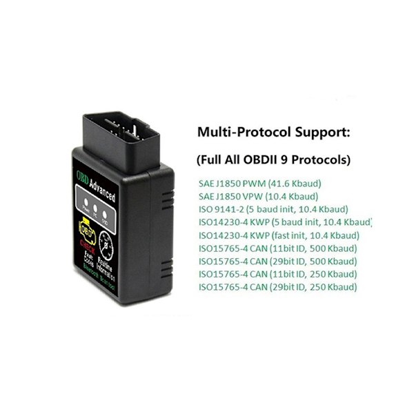 V02H2-1 Bluetooth OBD2 Bil Diagnostic Scanner Auto Detektion Scanner