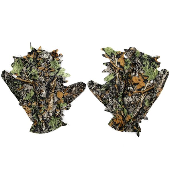 Pongee 3D Bekväm Leaf Camo Full Finger NonSlip Handskar Utomhus Jakt Tillbehör