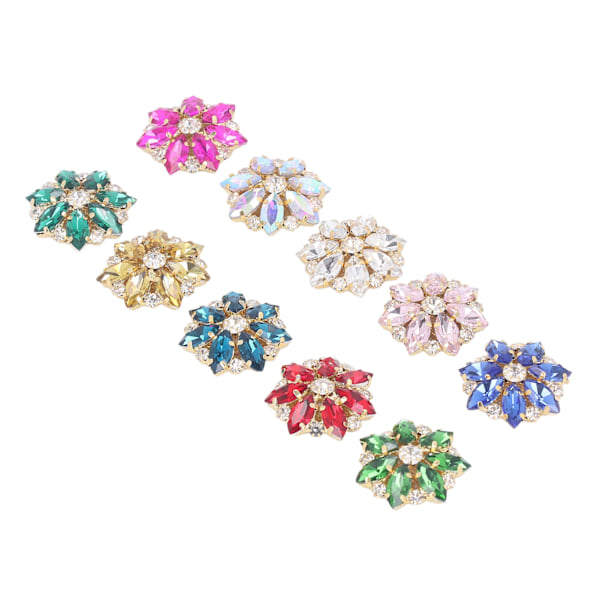 10 stk. Blomsterform Rhinestone Knapper Utsøkte DIY Sy På Rhinestone Knapper for Håndverk Klær
