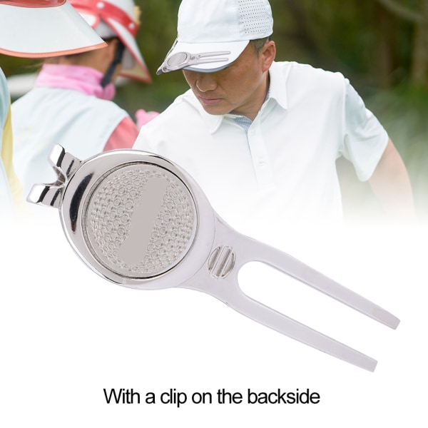 Elegant Divot Reparationsværktøj i Zinklegering med Magnetisk Boldmarkør Golftilbehør (D102 Sølv)