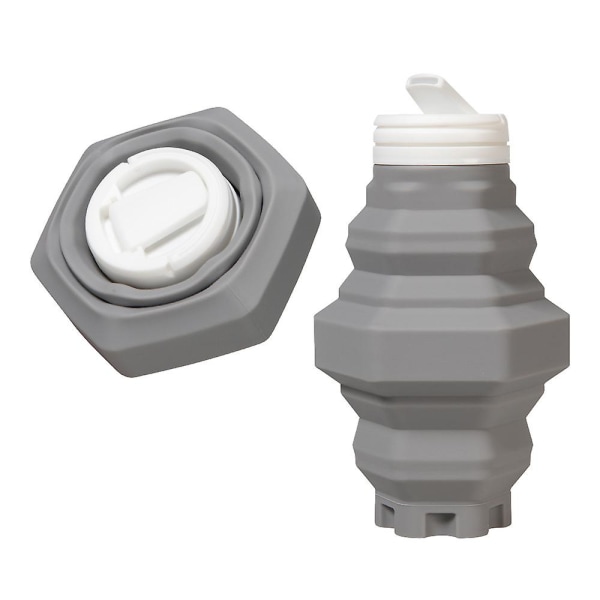 Hopfällbara vattenflaskor Bpa-fri silikon Läcksäker Resevattenflaska 500ml Gray