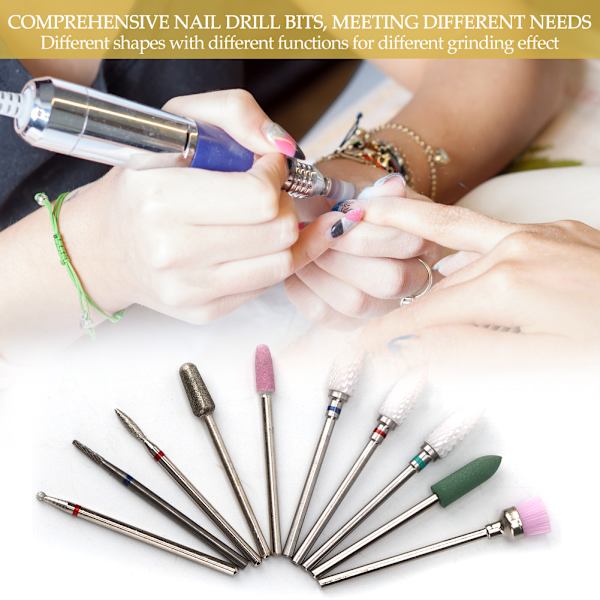 10 st Nagelborrset Manikyr Pedikyr Nagelpolering Slipmaskin TillbehörBH-01