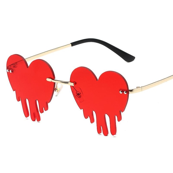 Drypende hjerteformede solbriller til kvinder Hjertebriller Trendy solbriller til fest Red