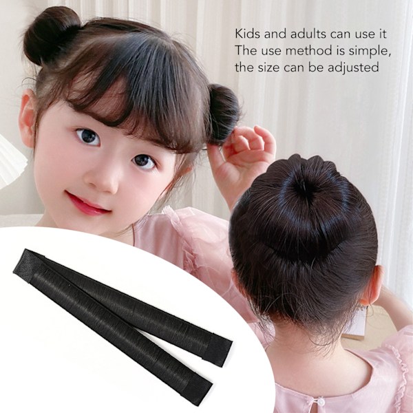 Bun Donut Hair Maker Natural Realistic Fast Fixed Donut Hair Fold Wrap Snap for Party Black
