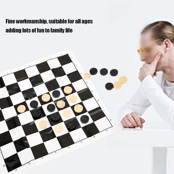 24ST Trä Internationellt Draft Checker Game Set Trä Schackpjäser Med Schackbräde Leksak Present