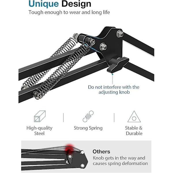 Opgraderet Mikrofonarm Stativ til Blue Yeti, Snowball, HyperX QuadCast