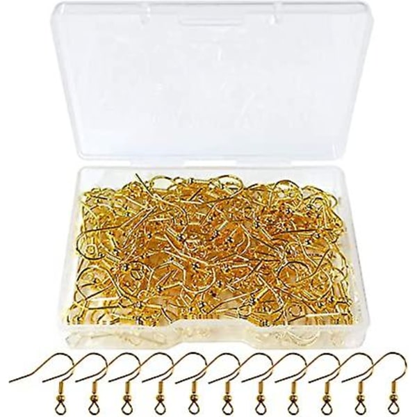 120 øredobber krok med kule og spole, hypoallergenisk sølvbelagt øretråd med gjennomsiktig oppbevaringsboks for å lage smykker Golden