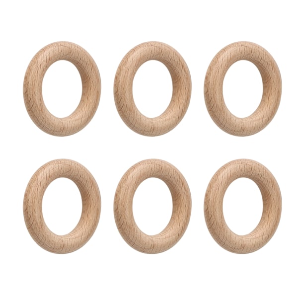 30 stk. Træringe Ubehandlede Robuste Bøgetræsringe Finpolerede Let Farvelægning Macrame Ringe til Håndværk DIY Dekoration 4cm/1.6in