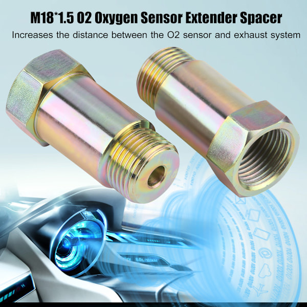 2 stk 45 mm M18*1.5 O2 Oksygen Sensor Extender Forlenger Spacer Plugger Adapter Gul