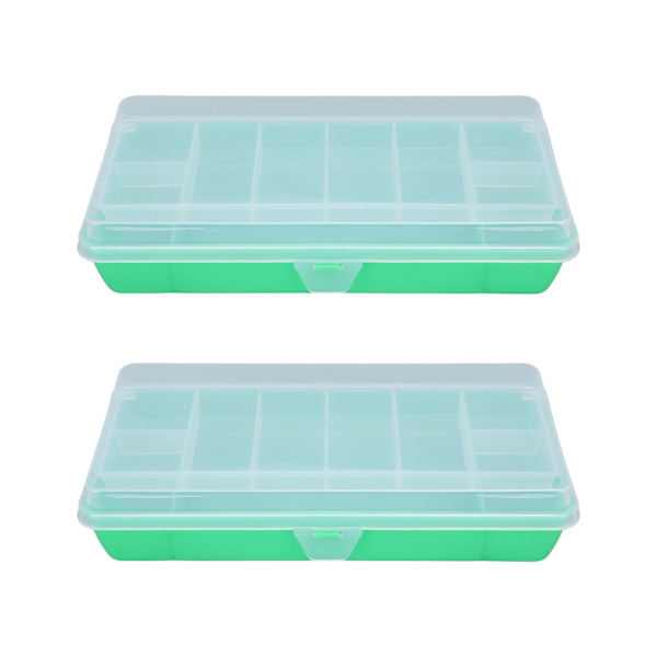 2ST Vandtæt Tackle Box Fiskegrejboks Organizer Fiske-Agnsboks Grøn