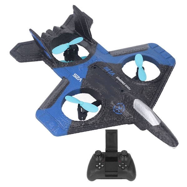 V25 Stunt-lentokone UAV Kaukosäädin Lentokone Leikkilentokone Sopii yli 14-vuotiaille lapsille Sininen 2 Akkua