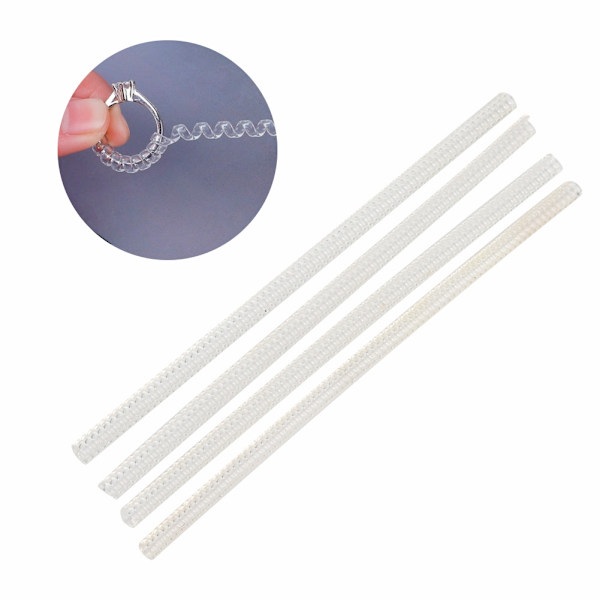 4st Plast Transparent Ring Storlek Adjuster Guard Spännare Smycken Resizing Tool (Large)