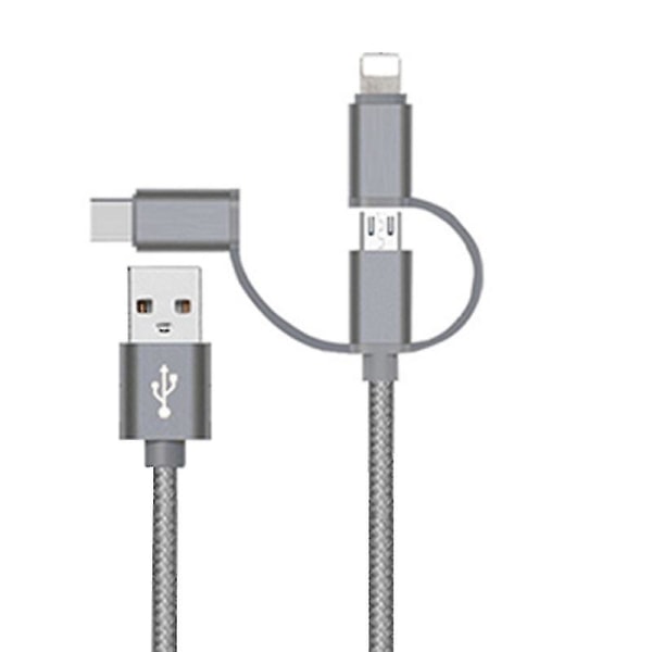 3-i-1 USB 2.0 hann til usb 3.1 type C mikro usb vev data hurtigladekabel