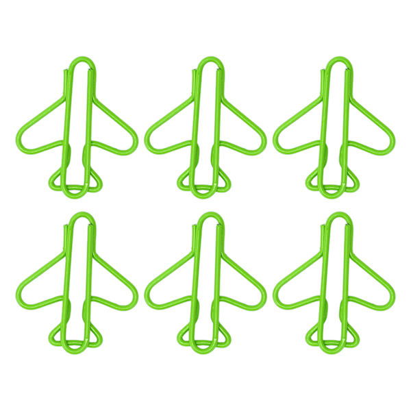 100 stk. Søde papirclips, flyformet design, belagt tråd, lyse farver, dekorative papirclips til scrapbog, kort, papirhåndværk, grøn