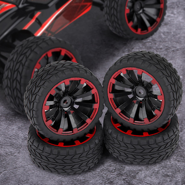 4 stk Dekk Gummi Dekk Racing Offroad Felg for RC 1:10 Bildeler (kornmønster)