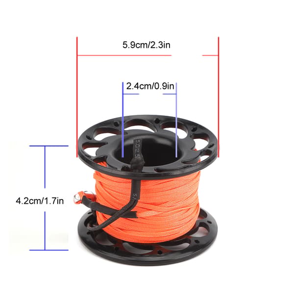 15 m Plastic Wire Reel with Double-Headed Hook Dive Marker Buoy Rope Wheel Guide Wire Spool Black