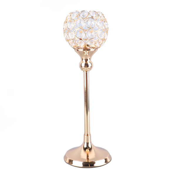 Guld Kristall Ljusstake Ihålig Minimalistisk Utsökt Kristall Ljusstake Hållare för bröllopsfest heminredning