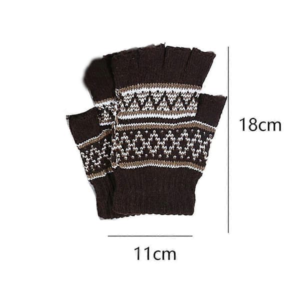 【LD】Unisex Halvfinger Vinter Stretch Stickad Fingerlös Universalstorlek style 1