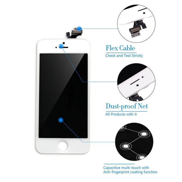Kompatibel med iPhone 6 komplet LCD-skærm med smådele Vit