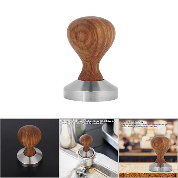 Praktiskt rosenträhandtag Coffee Tamper Espresso Powder Flat Press Hammer (51 mm)