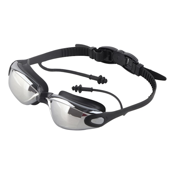 Simintegrerade öronproppar Goggles Nosklämma Öronproppar och hatt Unisex och anti-dimma Anti UV simutrustning för dykning Galvanisering Svart