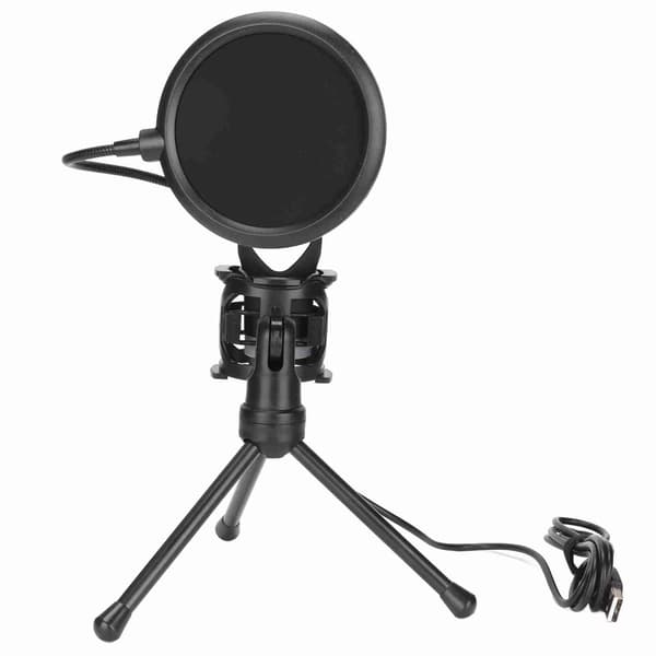 USB Microphone 360 Degree Rotation RGB Indicator Gaming Microphone with Windscreen and Stand for PS5 PC
