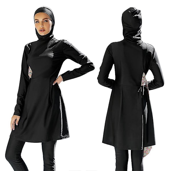 Muslimsk Burkini med långa ärmar och ben - Svart