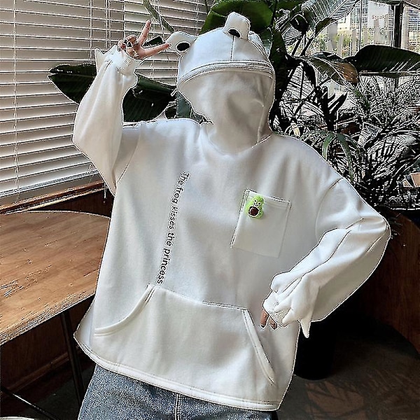 Gul Oversized Groda Fleece Hoodie för Varm Vinter