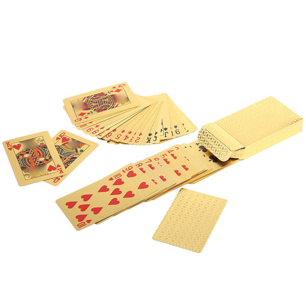 Kestävä vedenkestävä muovi, väärennetty kultafolio, pokerikortit (tšekki)