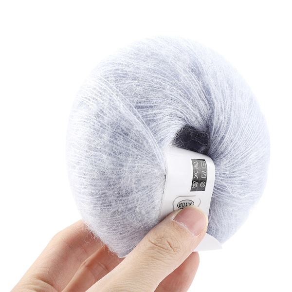 Mjuk mohair stickad ullgarn gör-det-själv-sjal halsduk Virktrådstillbehör (grå)