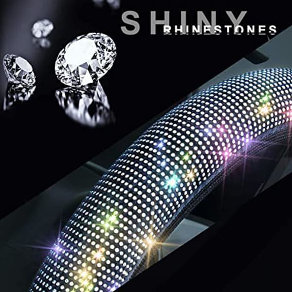 Bilrattkåpe 15-tommers stilig glitrende antislipp rattskydd for de fleste biler White Diamond