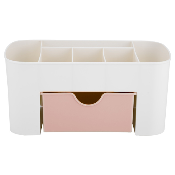Multifunktionel Skrivebords-Desktop Organizer Skuffe Brevpapirholder Makeup Opbevaringsboks Hjem Rosa