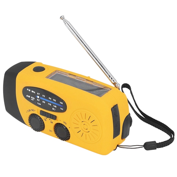 Håndsveiv Solradio Multifunksjonell Nødradio LED Radio med lommelykt for Utendørs Camping Orange Europe