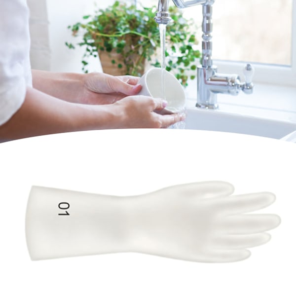 Gjenbrukbare kjøkkenvaskhansker PVC tykkere oppvaskhansker Sklisikre husholdningshansker 5# S(9cm / 3.54in)