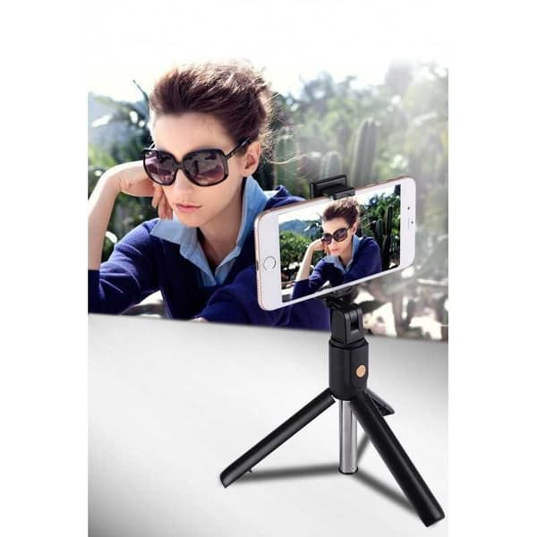 Selfiestick Bluetooth med Tripod Svart black