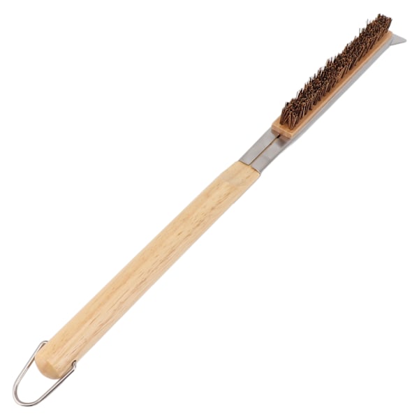 Pizzasteinbørste Langt trehåndtak Varmebestandig 53,5 cm rustfritt ståltråd Avtakbar Pizzasten Rengjøringsverktøy for BBQ Grill