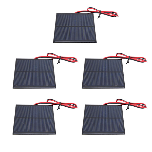 5 stk. Mini solpanel epoxy strømmodul 30CM rød og sort ledning DC5.5V 160mA