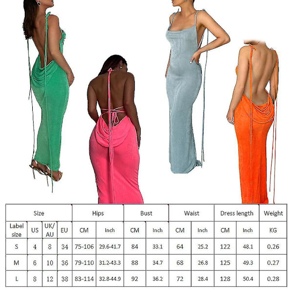 Sexy Spaghetti-strops Maxikjole til Kvinder - Sommer Strandfest Outfit - Blå