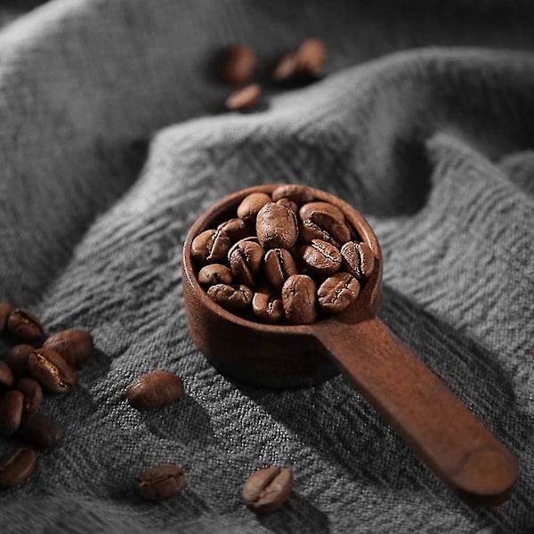 Sort Valnød Kaffe Ske - Træ Måleske til Kaffe - 3,7 tommer