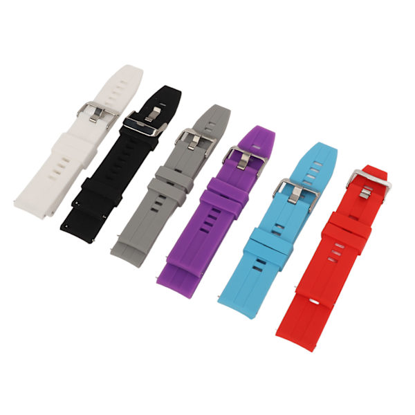 6ST Smarta klockarmband för män Kvinnor Silikon 22mm Quick Release Watch Ersättningsremmar för GT2 GT3 Svart Vit Grå Röd Lila Blå