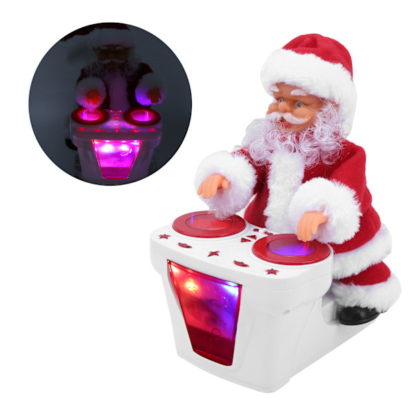 Christmas Electric Santa Claus Toy Drum Doll Music Toy Juldekoration GiftWhite