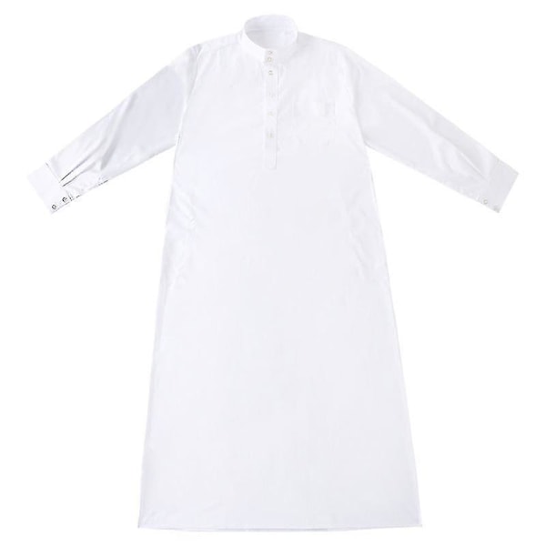Muslimsk herr lång vit Thobe Robe Kaftan kvällsklänning