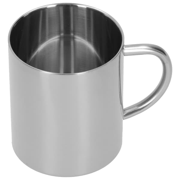 Mug Cup 304 Stainless Steel Double Layer Anti Scalding Coffee Tea Water Cup with Handle 400ml (Silver)