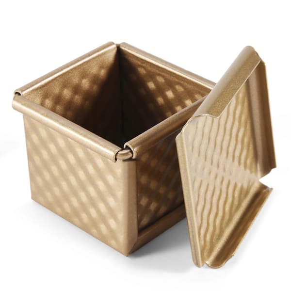 Firkantet brødform med låg, ristform, brødform, Pullman brødform med låg, non-stick mini vandkube, brødboks Gold