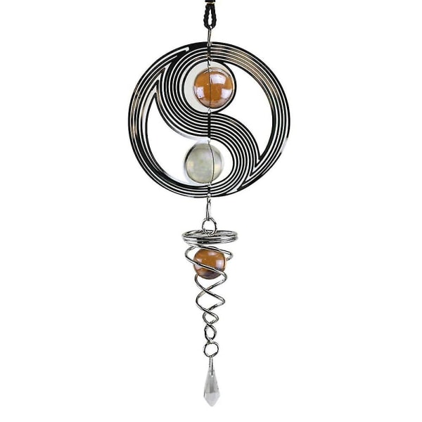 Taichi Wind Chimes med krog, rustfrit stål spejl krystalkugle