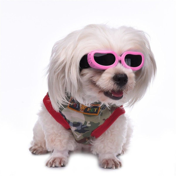 Utomhushundsolglasögon Anti-uv Ögonskyddsglasögon Vattentät Vindtät Anti-dimma för små husdjur Valp Hundkatt (svart) Pink