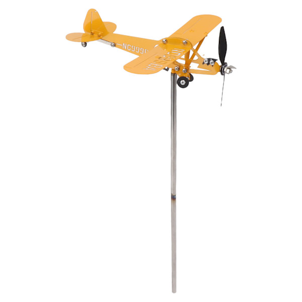 Piper J3 Cub Flygplan Weathervane 3D Metall Flygplan Väderflöjel Utomhus Tak Vindriktningsindikator Trädgårdsdekor Liten