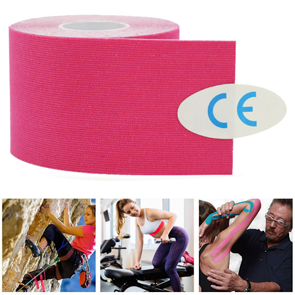 5cm*5m Bomullsstrapping for Muskelskader Elastisk Lim Sport Tape Rosa