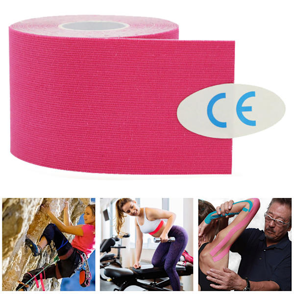 5cm*5m Puuvillainen Venytysvamma Lihasnauha Teippi Elastinen Liimaava Urheiluteippi Vaaleanpunainen