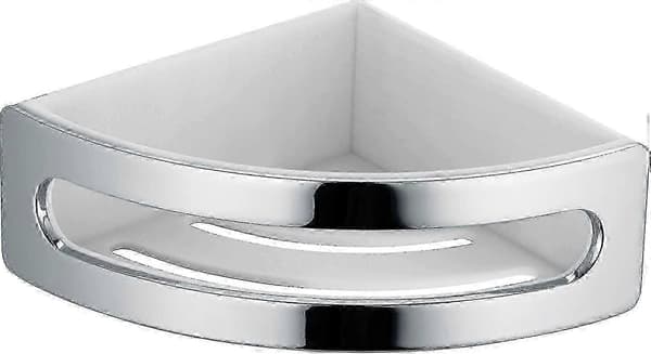 Elegant hjørnekurv i krom/hvit F54 for baderomsoppbevaring